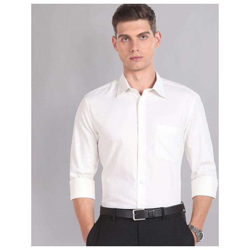 AD By Arvind Dobby Regular Fit White Formal Shirt (40)