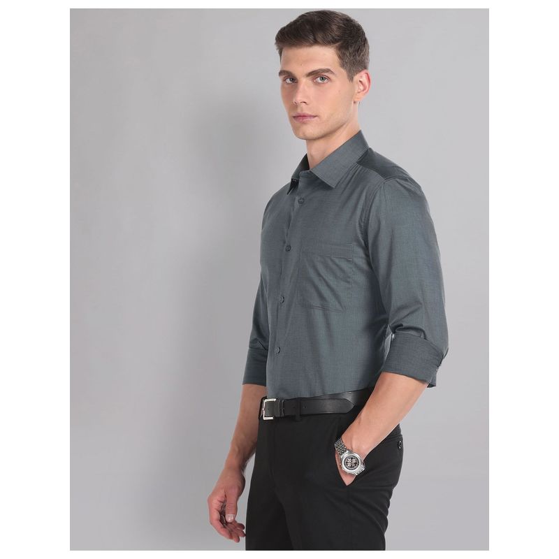 AD By Arvind Dobby Grey Regular Fit Formal Shirt (44)