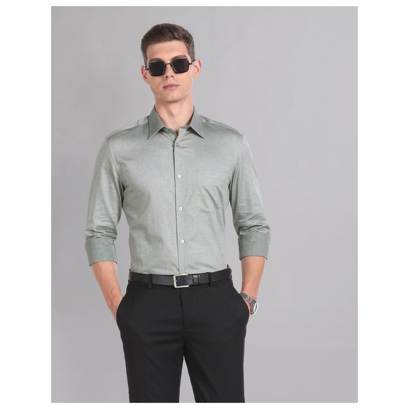 AD By Arvind Dobby Regular Fit Grey Formal Shirt (44)