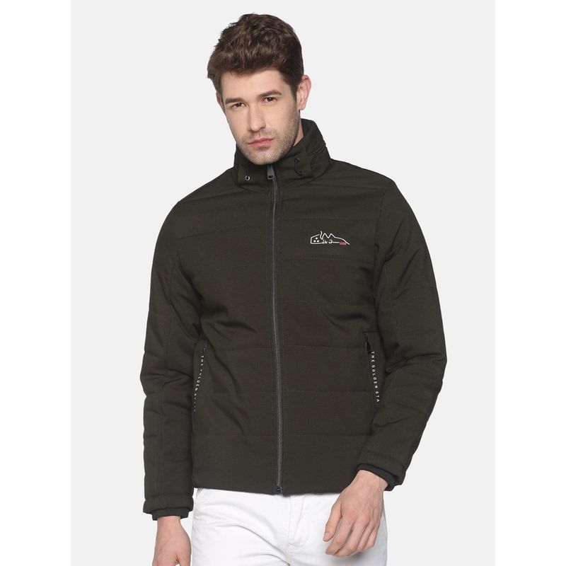 SHOWOFF Men's Casual Olive Solid Jacket (M)