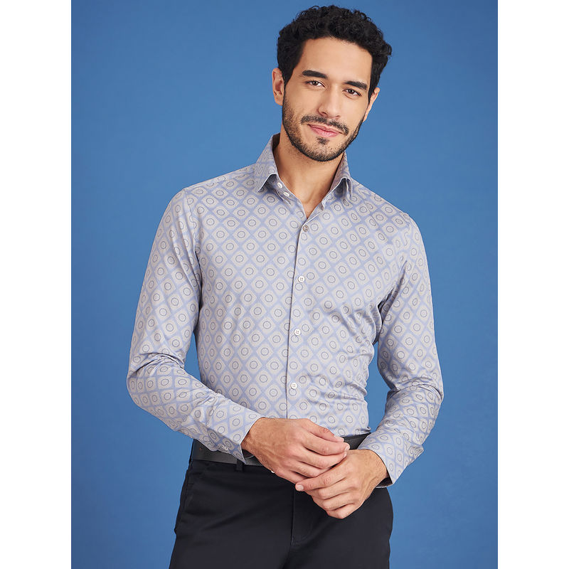 Louis Stitch Mens Formal Printed Cotton Shirt Comfort Fit Purple (36)