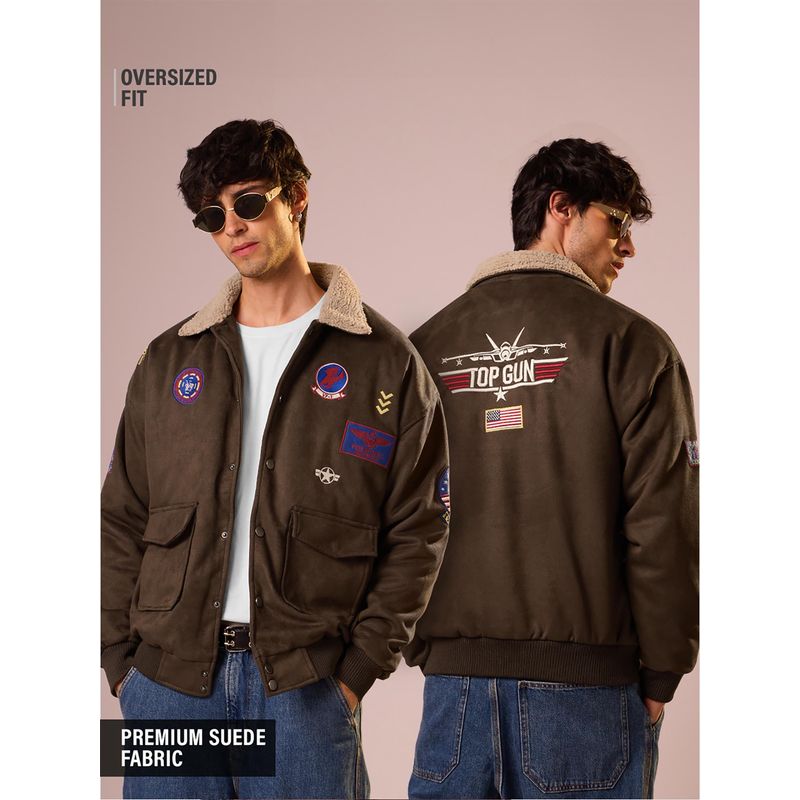 The Souled Store Official Top Gun : Maverick Men Bomber Jacket Brown (M)