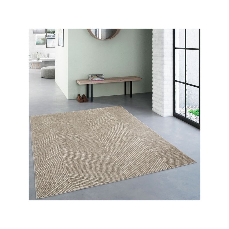 OBSESSIONS Super Soft Anti Static Striped Carpet Beige (4 x 6 Feet)