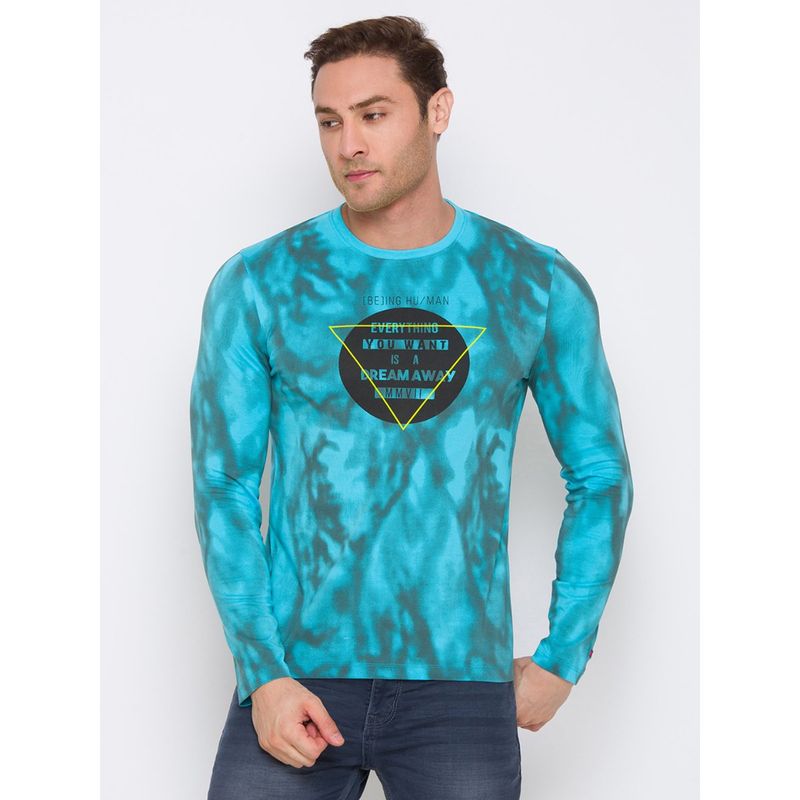 Being Human Men Printed Blue T-Shirt (S)