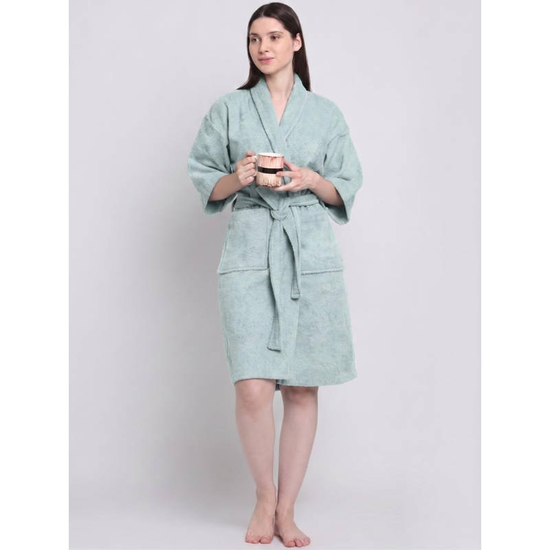 Creeva Women Terry Light Grey Soft Absorbent Spa Bath Robe (S)