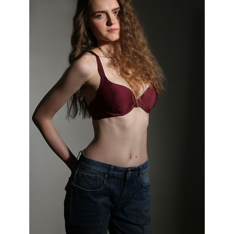 Vero Moda Intimates Maroon Underwired Padded T-Shirt Bra (36B)