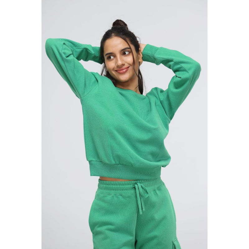 NeceSera Green Bee Relaxed Terry Sweatshirt (S)