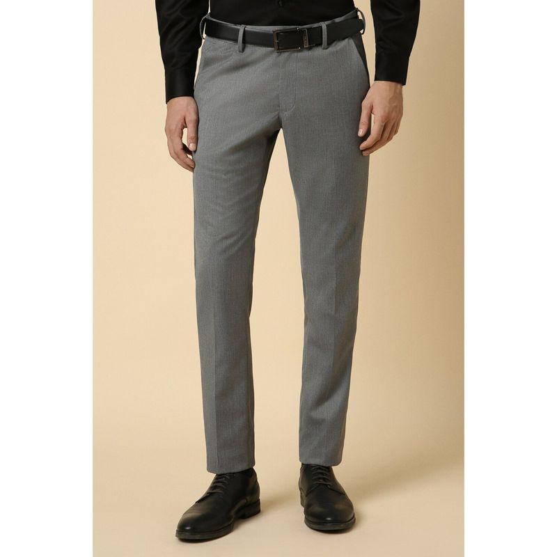 Allen Solly Men Grey Slim Fit Textured Formal Trousers (32)