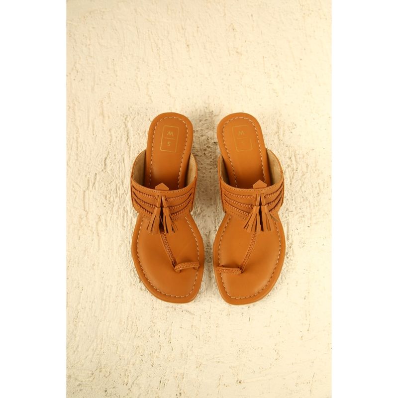 SANDALWALI Bea Tan Small Braided Heel Sandals (EURO 38)