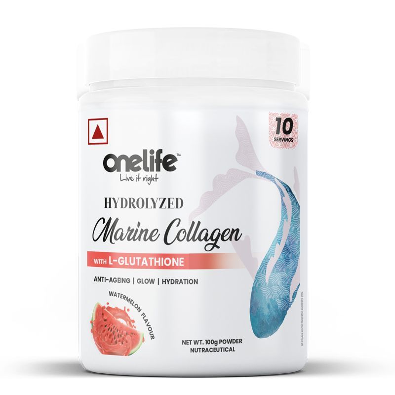 OneLife Hydrolyzed Marine Collagen Powder For Skin & Joint Health (Non-Veg) - Watermelon
