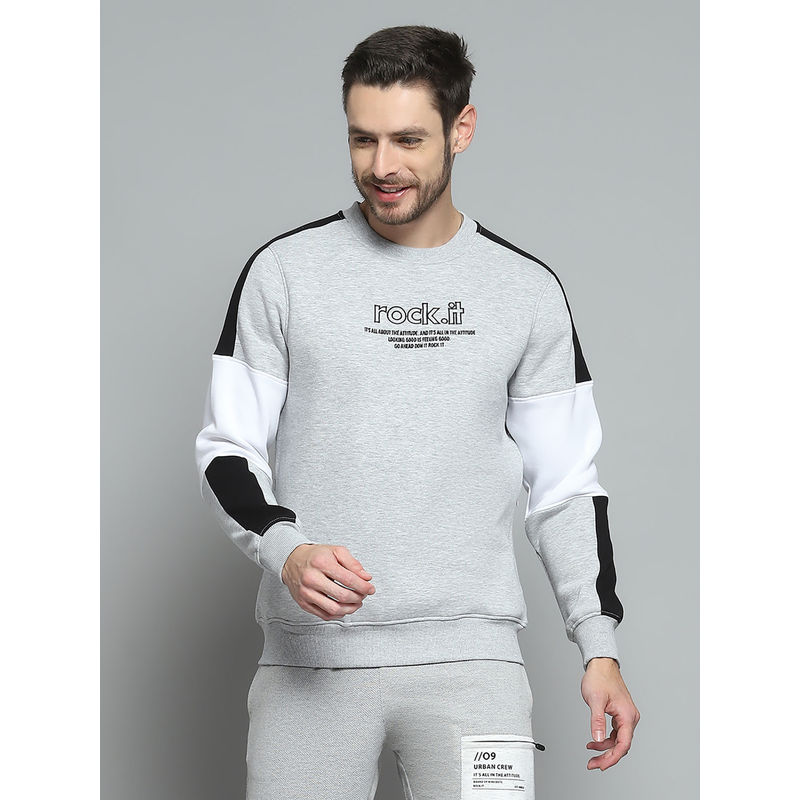 Rock.it Men Grey Colorblock Sweatshirt (M)