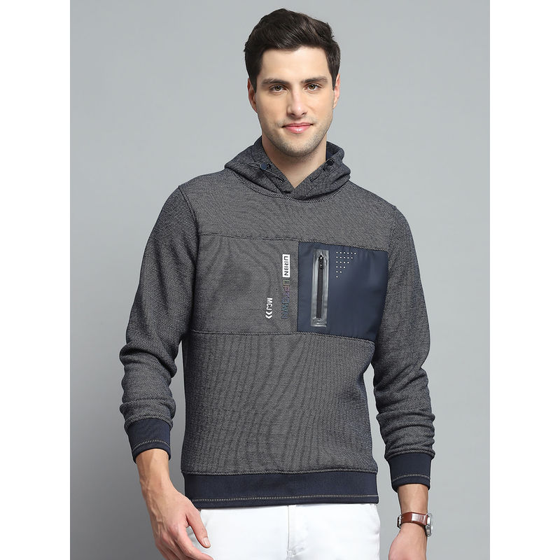 Monte Carlo Men Navy Blue Printed Hoodie (3XL)