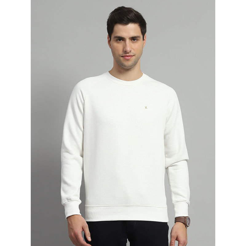 Monte Carlo Men White Solid/Plain Sweatshirt (XL)