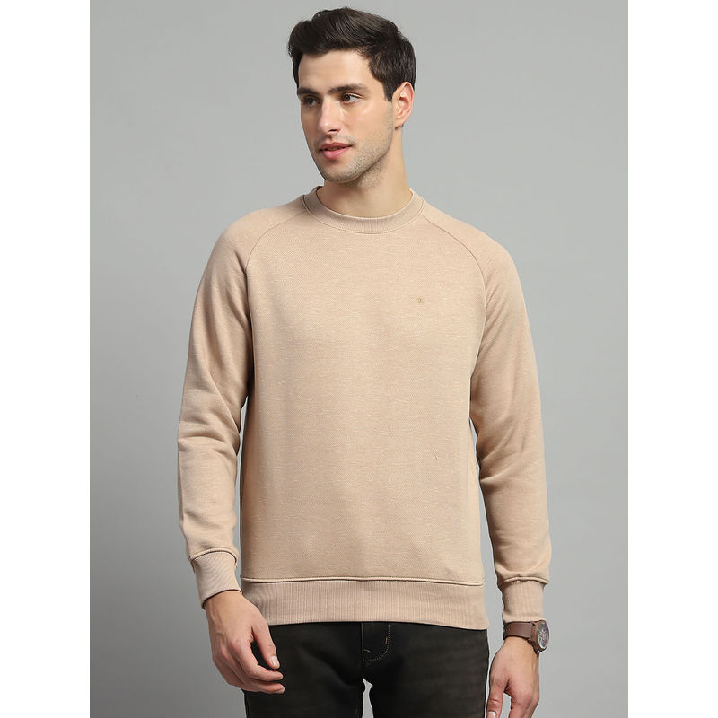 Monte Carlo Men Khaki Solid/Plain Sweatshirt (L)