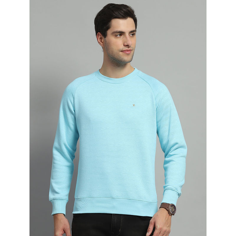 Monte Carlo Men Turquoise Solid/Plain Sweatshirt (M)