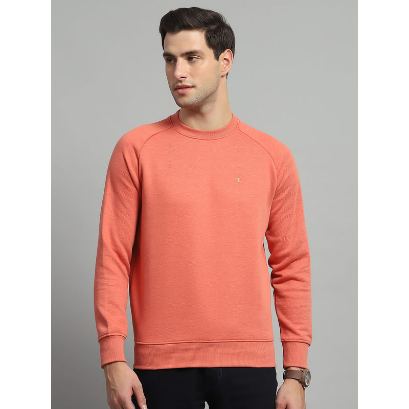 Monte Carlo Men Orange Solid/Plain Sweatshirt (L)