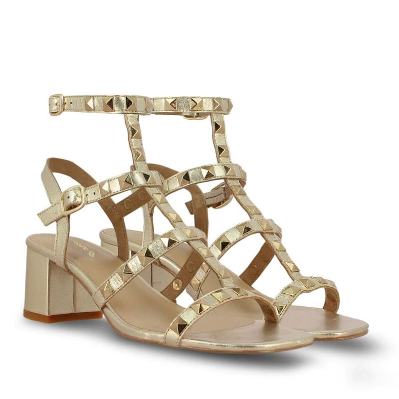 Saint G Embellished Gold Leather Metal Studded Heels (EURO 41)