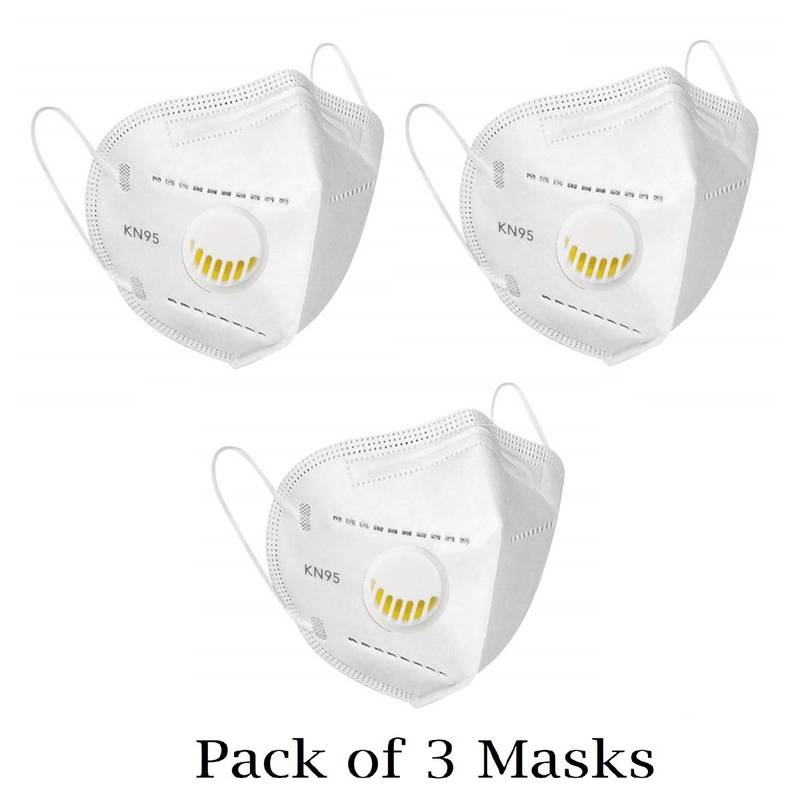 Fabula White KN95 Anti-Pollution Mask with Respirator Valve Pack of 3 ...