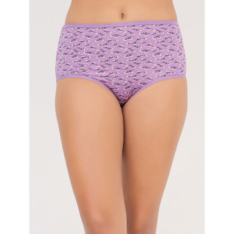 Clovia Purple Cotton Spandex High Waist Outer Hipster Panty (XL)