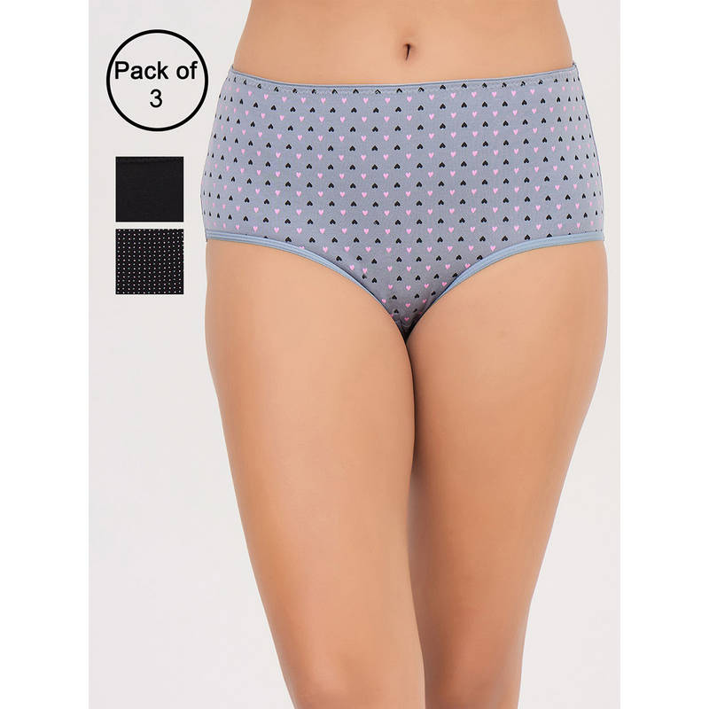 Clovia Multi-Color Cotton High Waist Hipster Panties (Pack Of 3) (S)