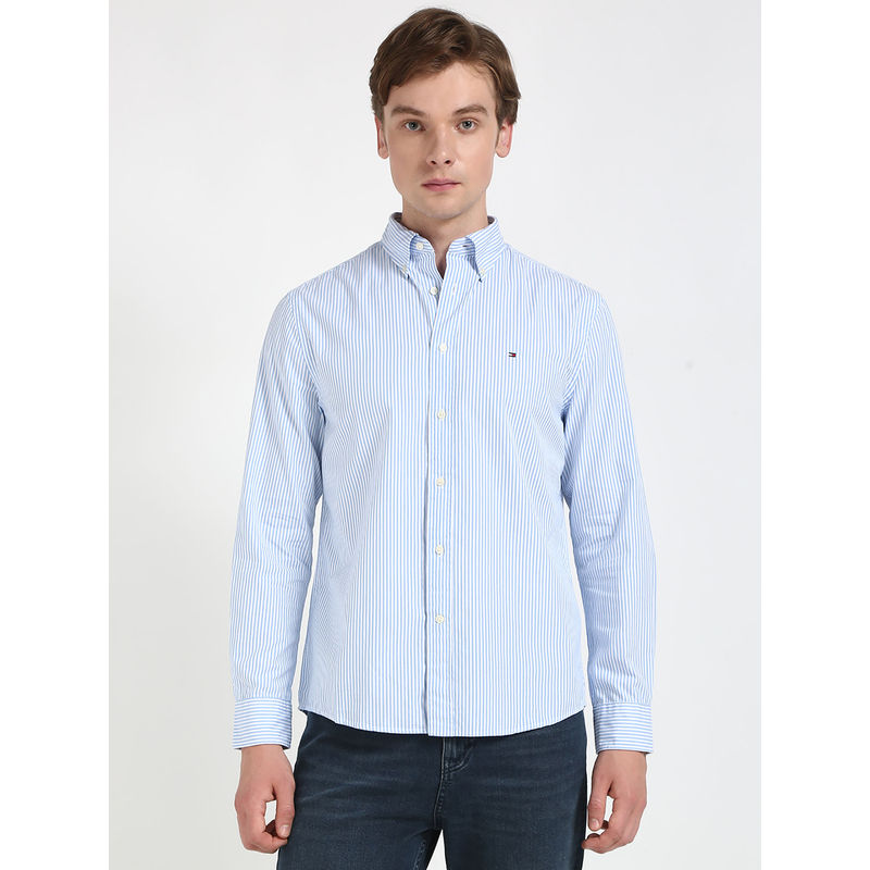 Tommy Hilfiger Men Blue Stripes Shirt (XL)
