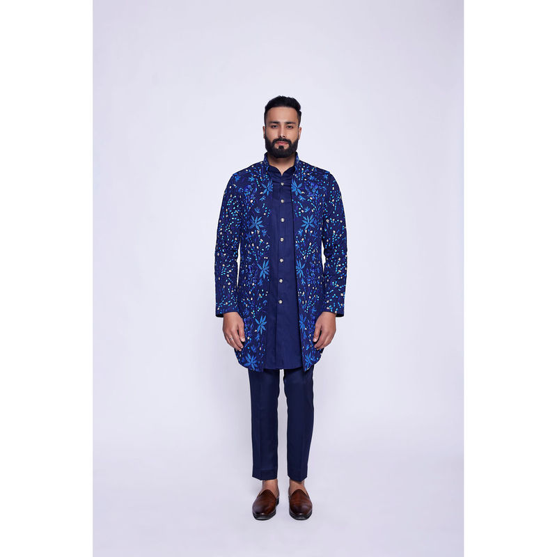 Arjun Kilachand Embroidered Long Open Bundi (Set of 3) (S)