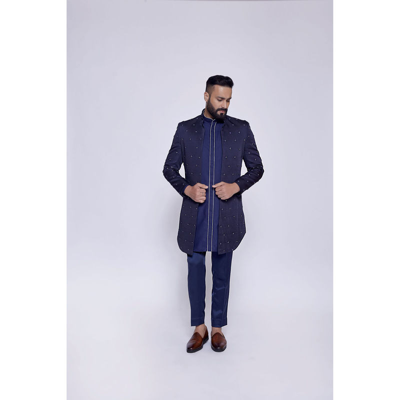 Arjun Kilachand Embroidered Open Fusion Jacket (Set of 3) (S)