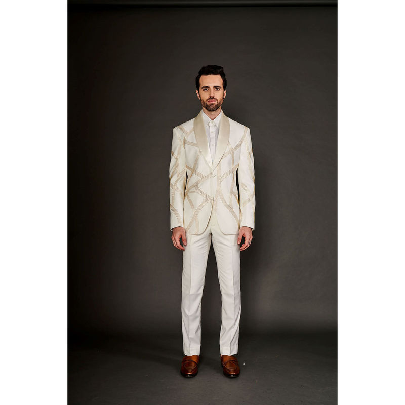 Arjun Kilachand Gold Cut Dana Embroidered Tuxedo (Set of 2) (S)