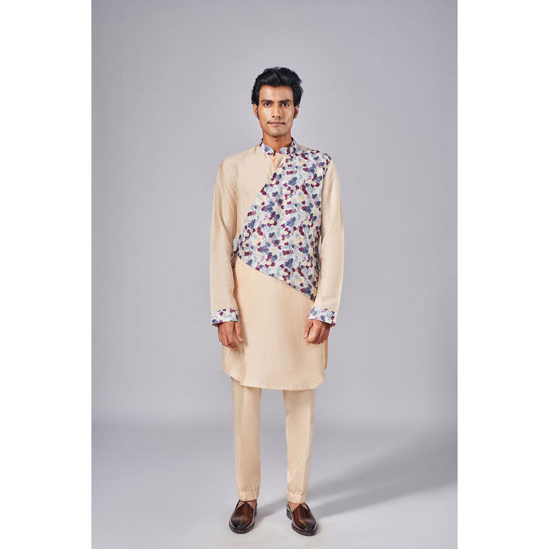 Arjun Kilachand Printed Flap Kurta With Tie Up (Set of 2) (S)