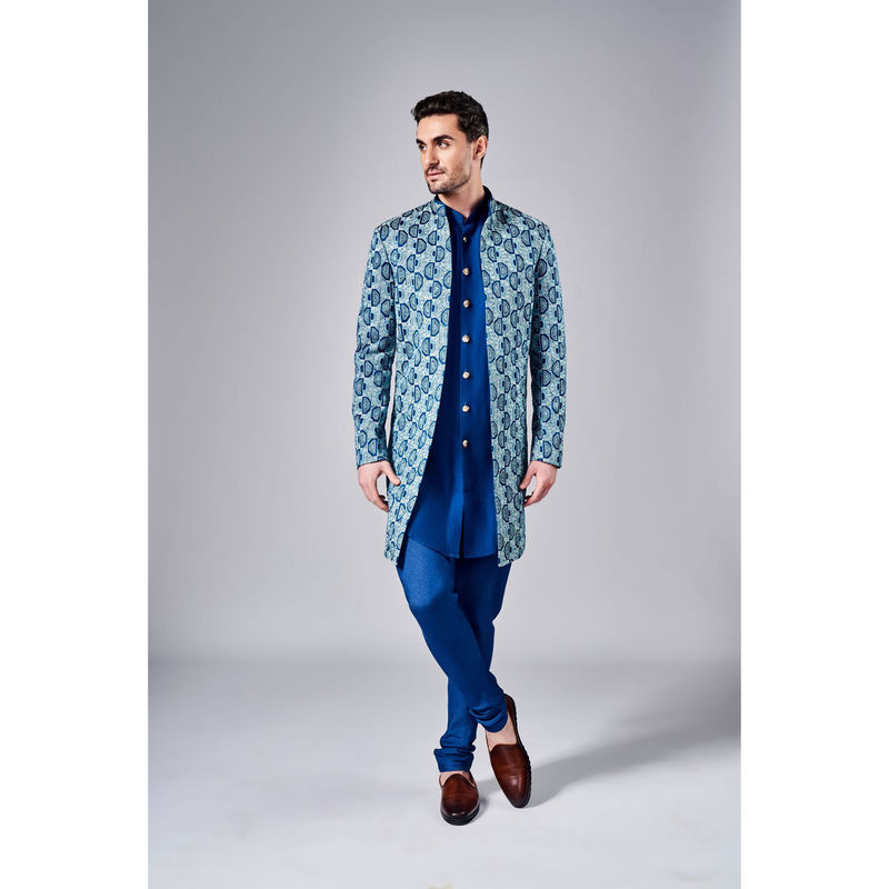 Arjun Kilachand Embroidered Open Sherwani (Set of 2) (S)