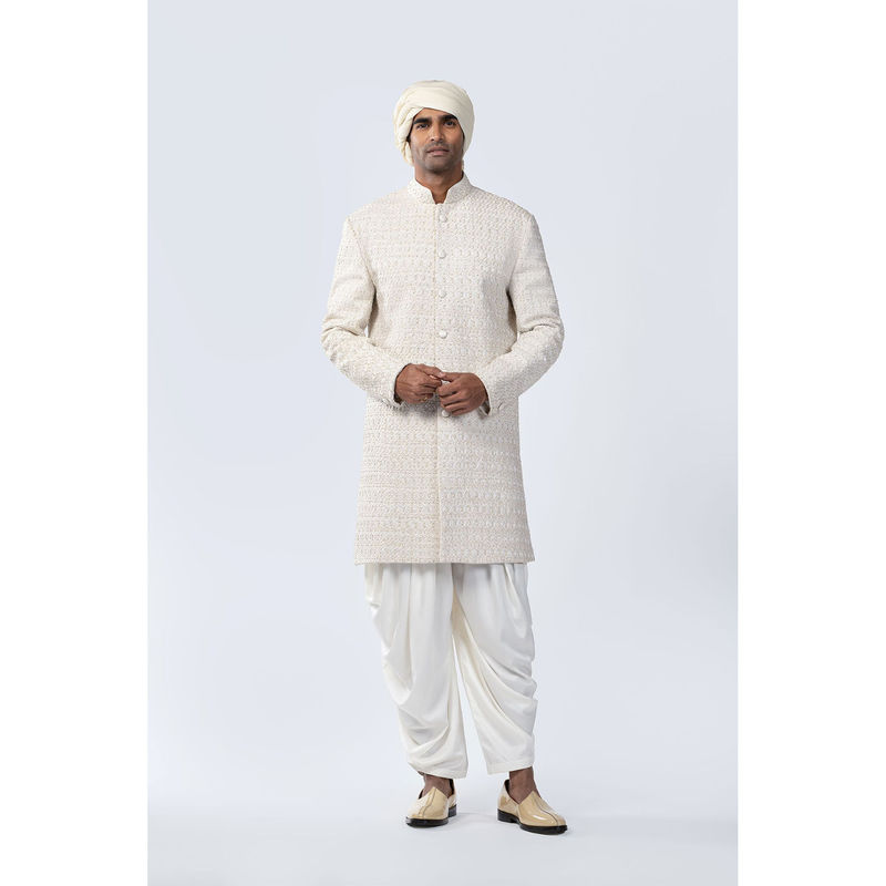 Arjun Kilachand Thread Work and French Knot Emb Sherwani (Set of 2) (S)