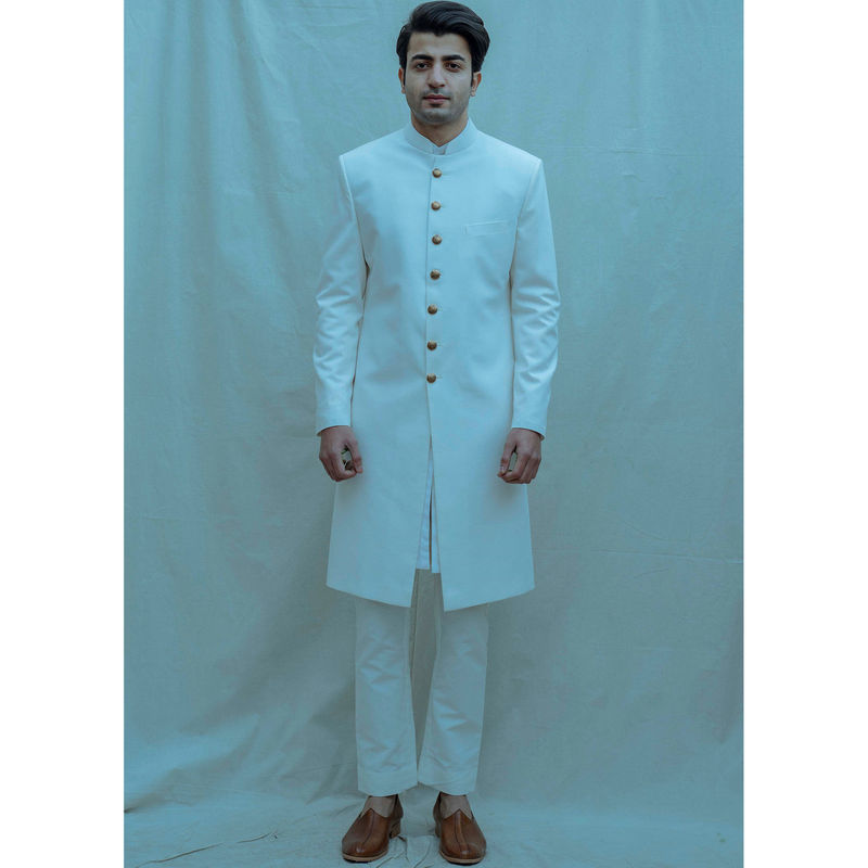 Bohame Classic Achkan Kurta And Pajama In Off White (Set of 2) (XS)