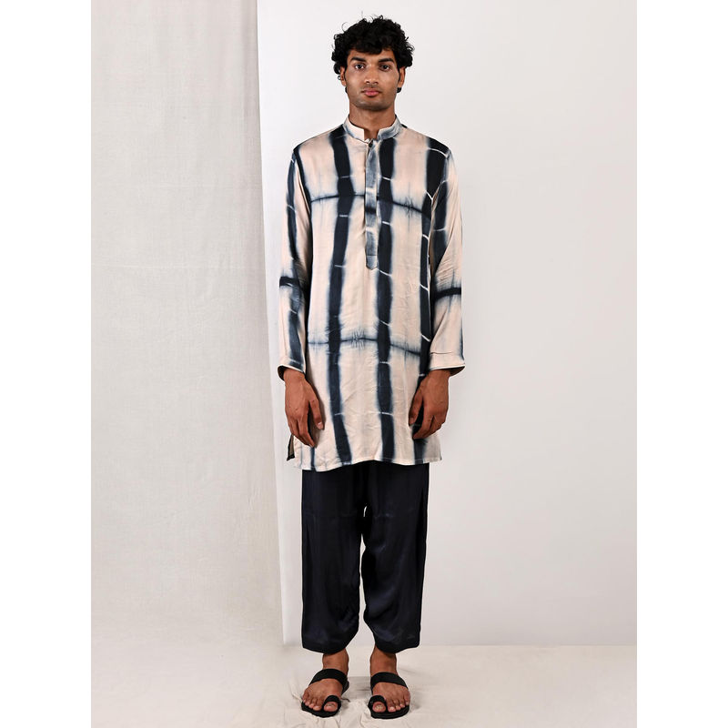 Bohame Elliot Blue and Grey Tie Dye Kurta (Set of 2) (XS)