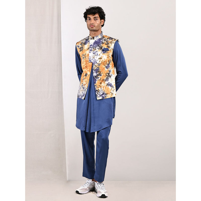 Bohame Duncan Tie Dye Pleated Kurta and Jacket (Set of 3) (XS)