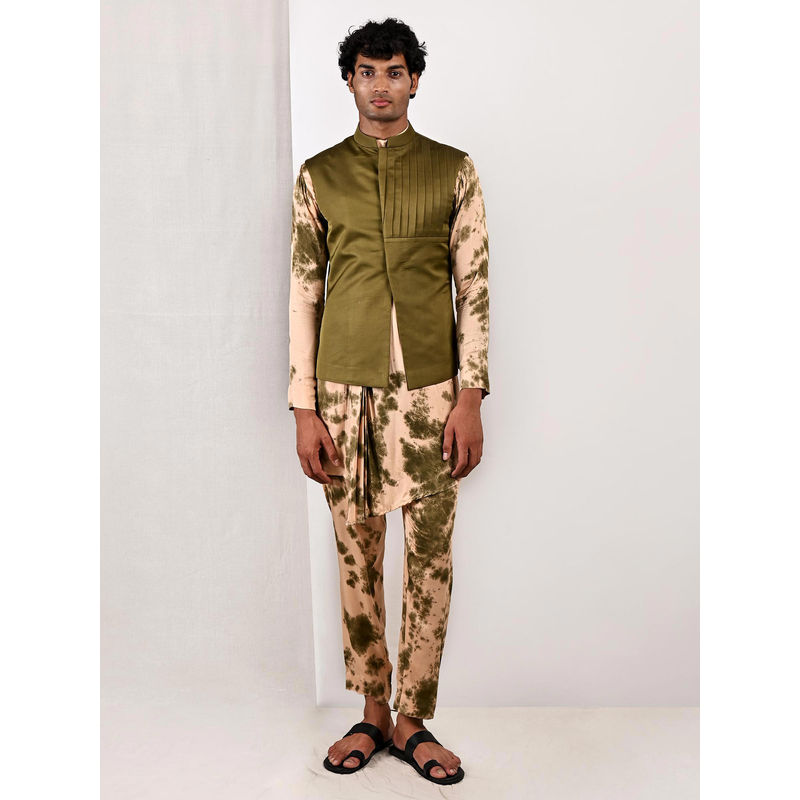 Bohame Trevor Tie Dye Cowl Kurta and Jacket (Set of 3) (XS)