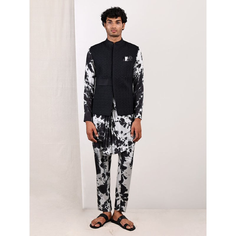 Bohame Inigo Tie Dye Cowl Kurta and Jacket (Set of 3) (XS)