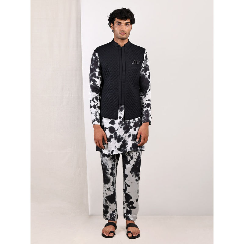 Bohame Lorcan Tie Dye Panelled Kurta and Jacket (Set of 3) (XS)