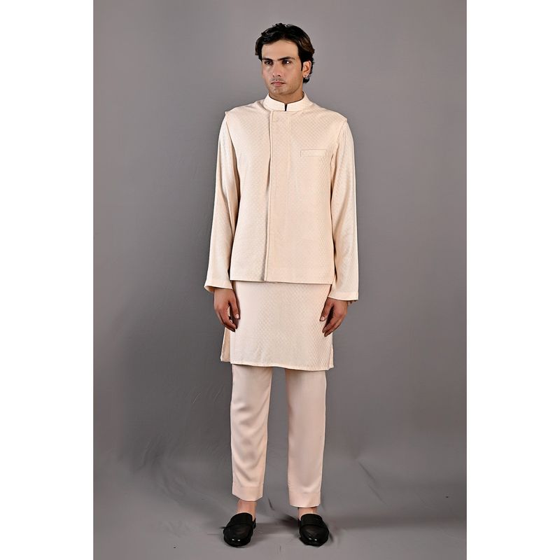 Bohame Leo Peach Kurta with Nehru Jacket (Set of 3) (S)