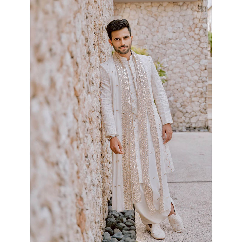 Bohame Rudra - Chikankari Achkan Kurta (Set of 4) (XS)