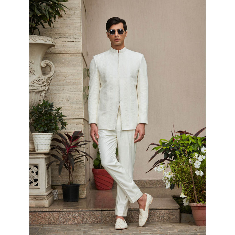 Bohame Parvana - Chikankari Bandhgala Kurta (Set of 3) (XS)