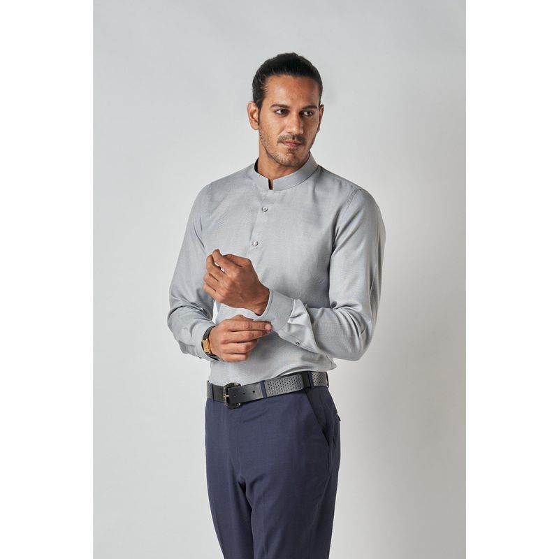 Bubber Blu Byron Steel Grey Chinese Collar Shirt (S)