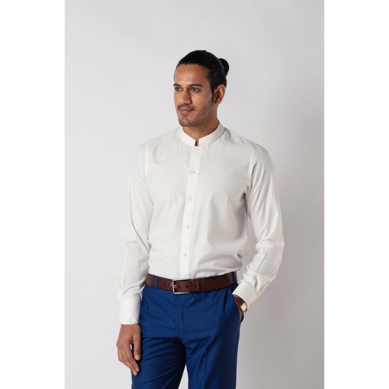 Bubber Blu Blanca Off White Chinese Collar Shirt (S)