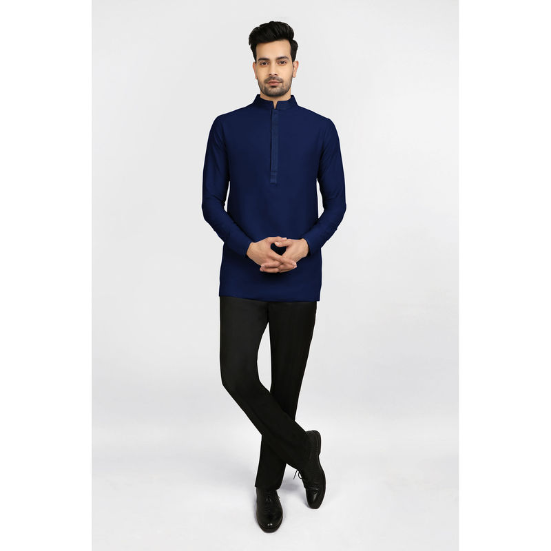 Bubber Couture Navy Blue Rehan Shirt Kurta (XS)