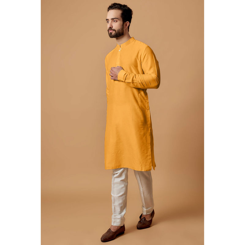 Bubber Couture Orange Sai Shirt Kurta (Set of 2) (XS)