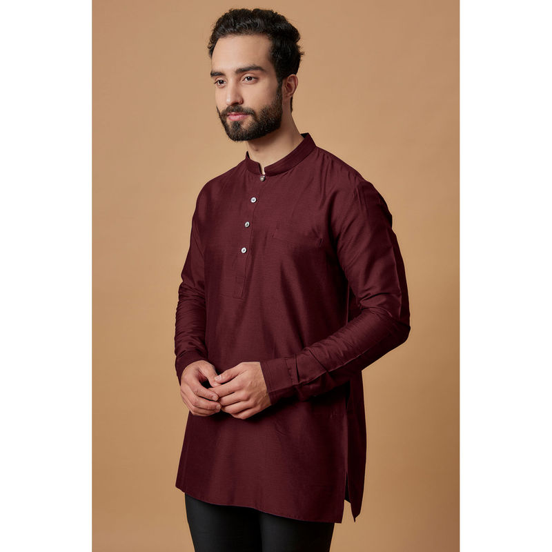 Bubber Couture Maroon Mahir Shirt Kurta (XS)