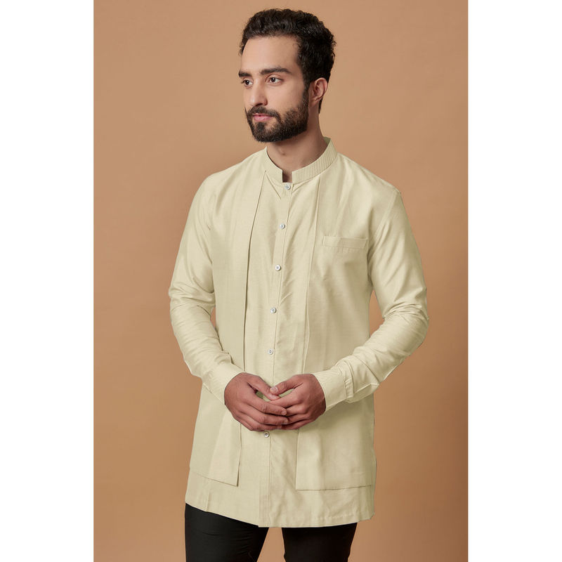 Bubber Couture Beige Nakul Shirt Kurta (XS)