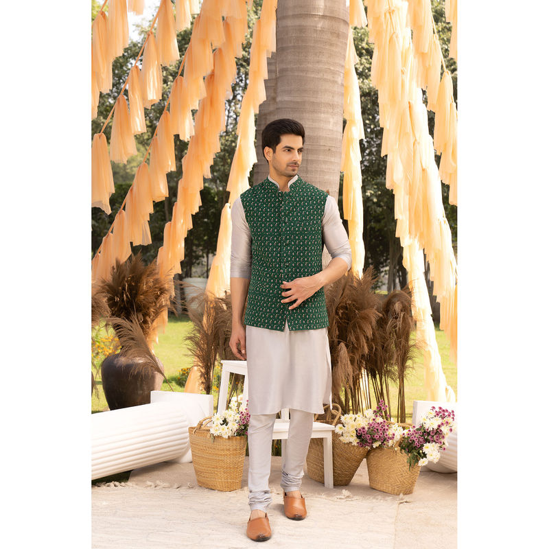 Chhavvi Aggarwal Grey Kurta Churidaar (Set of 3) (XS)