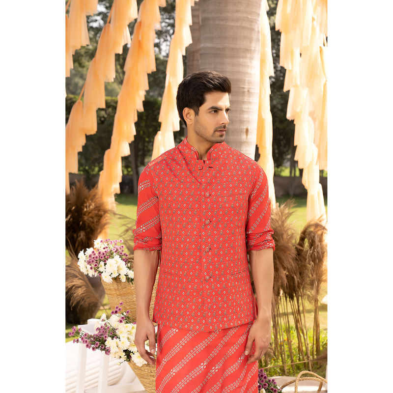 Chhavvi Aggarwal Red Printed Bundi (XS)