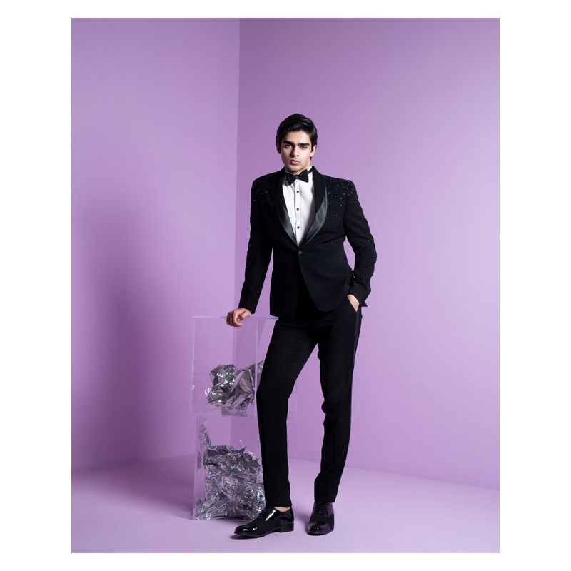 CONTRAST BY PARTH Black Nightfall Tuxedo (Set of 5) (XS)