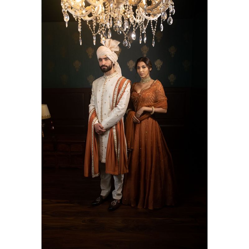 CONTRAST BY PARTH Cream Desert Rouge Sherwani Set (Set of 5) (XS)